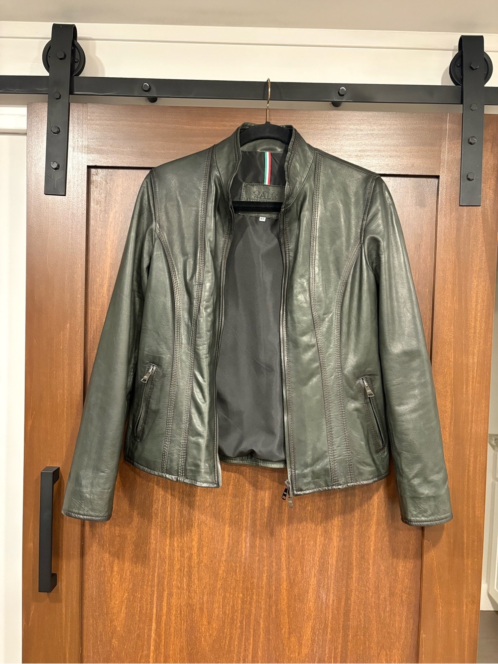 NEW Vera Pella handmade Italian leather jacket deep green small - Picture 11 of 11